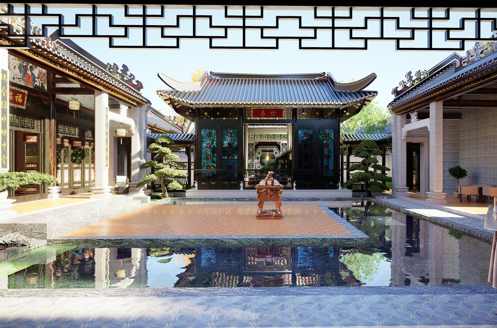 中式古建筑SU模型下载【ID:1201515437】