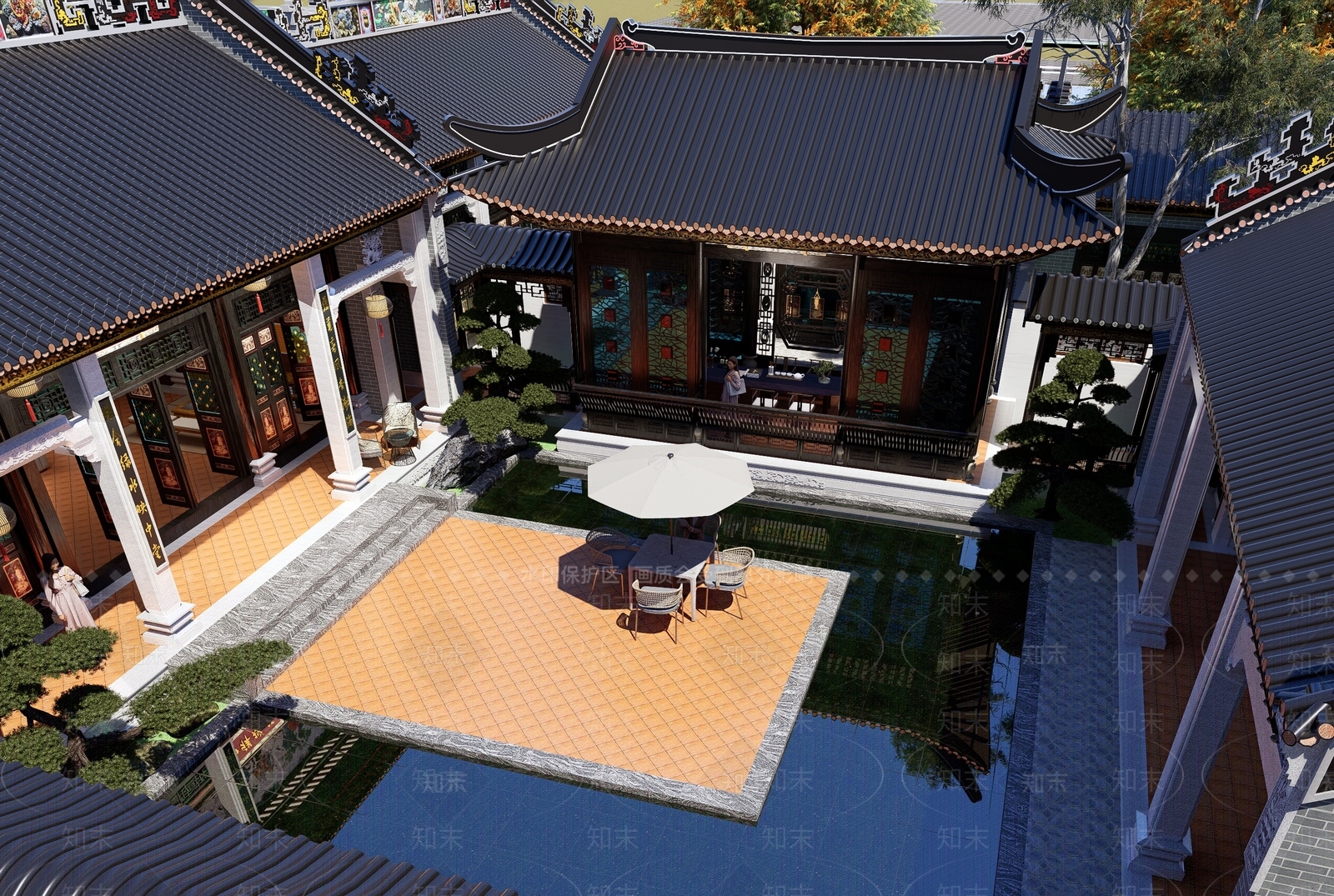 中式古建筑SU模型下载【ID:1201515437】