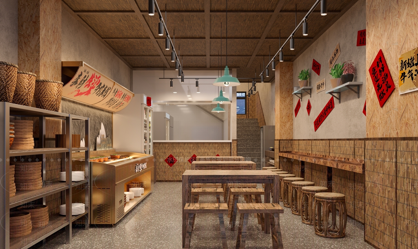 现代原木快餐店3D模型下载【ID:1201516597】