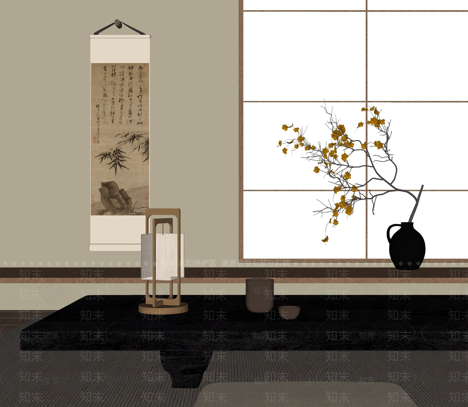 新中式中式台灯SU模型下载【ID:1201516208】