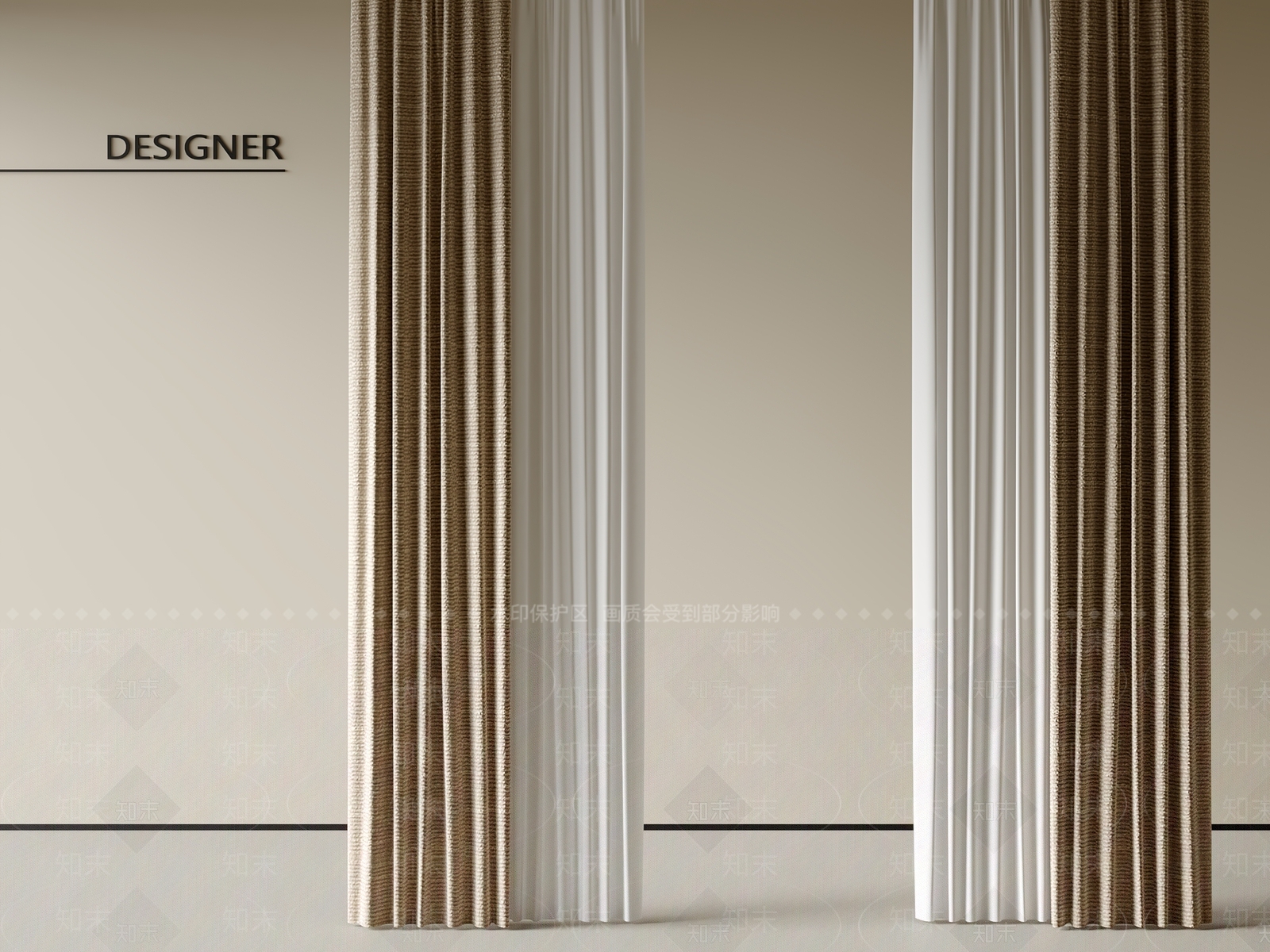 现代通用窗帘3D模型下载【ID:1201516573】