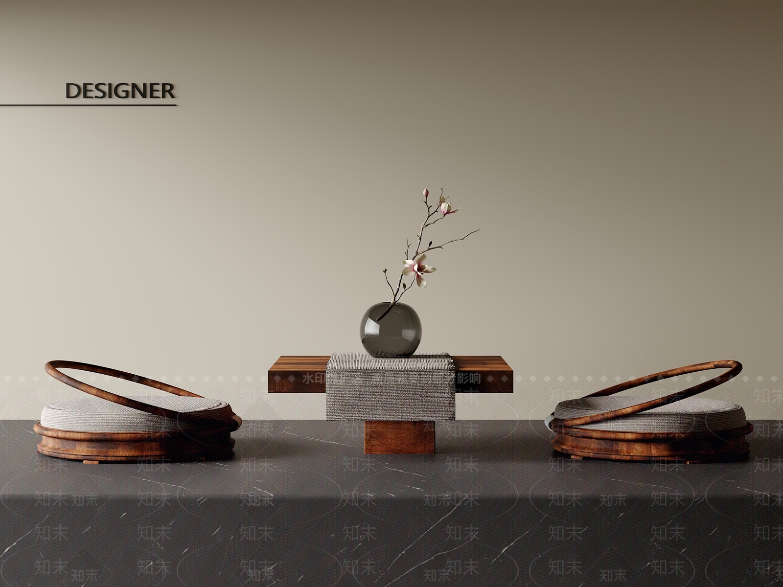 现代茶桌椅3D模型下载【ID:1201516746】