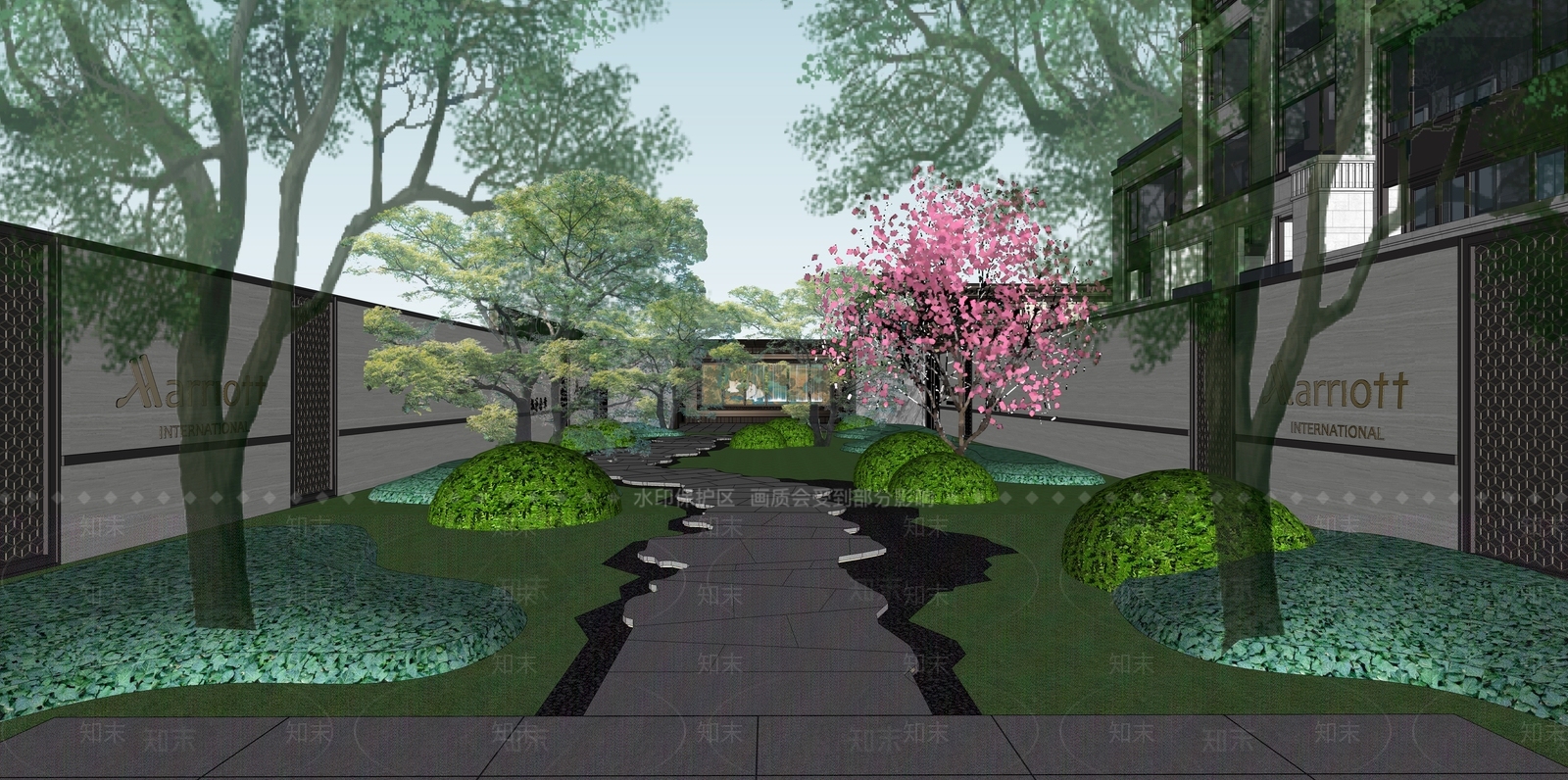 新中式售楼处建筑SU模型下载【ID:1201517350】