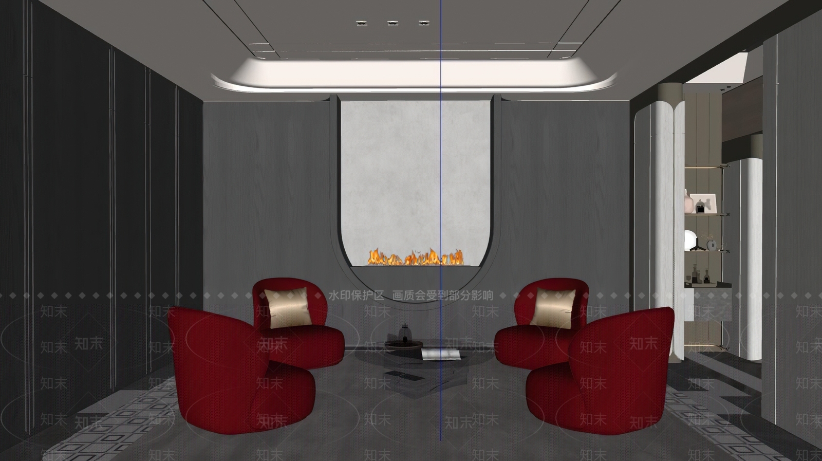 现代别墅客厅SU模型下载【ID:1201517233】