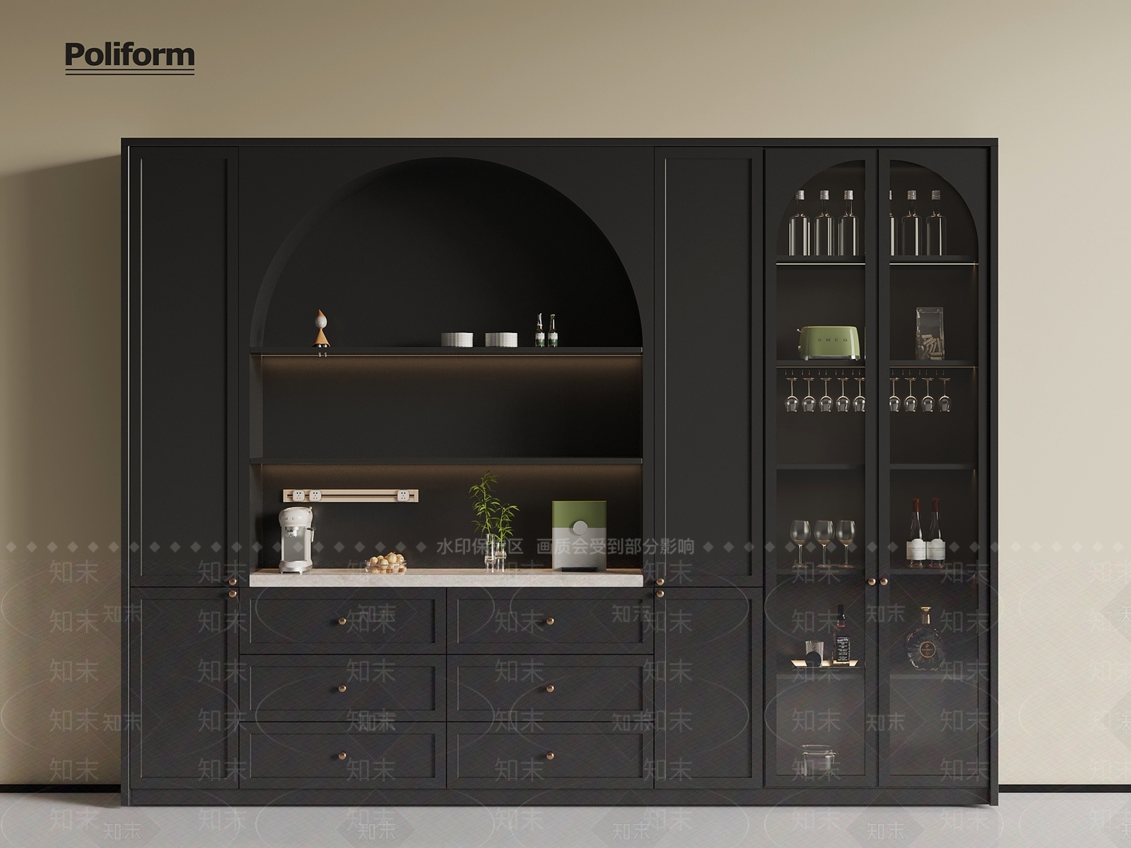法式酒柜3D模型下载【ID:1201517843】