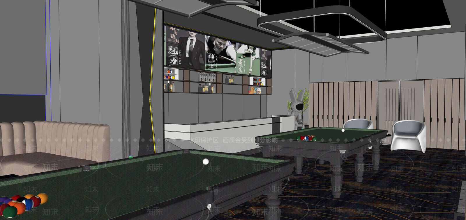 现代台球室SU模型下载【ID:1201519688】