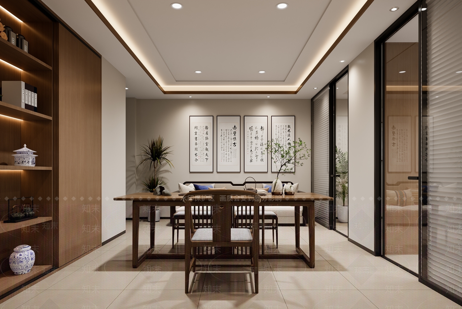 现代新中式接待室3D模型下载【ID:1201519906】