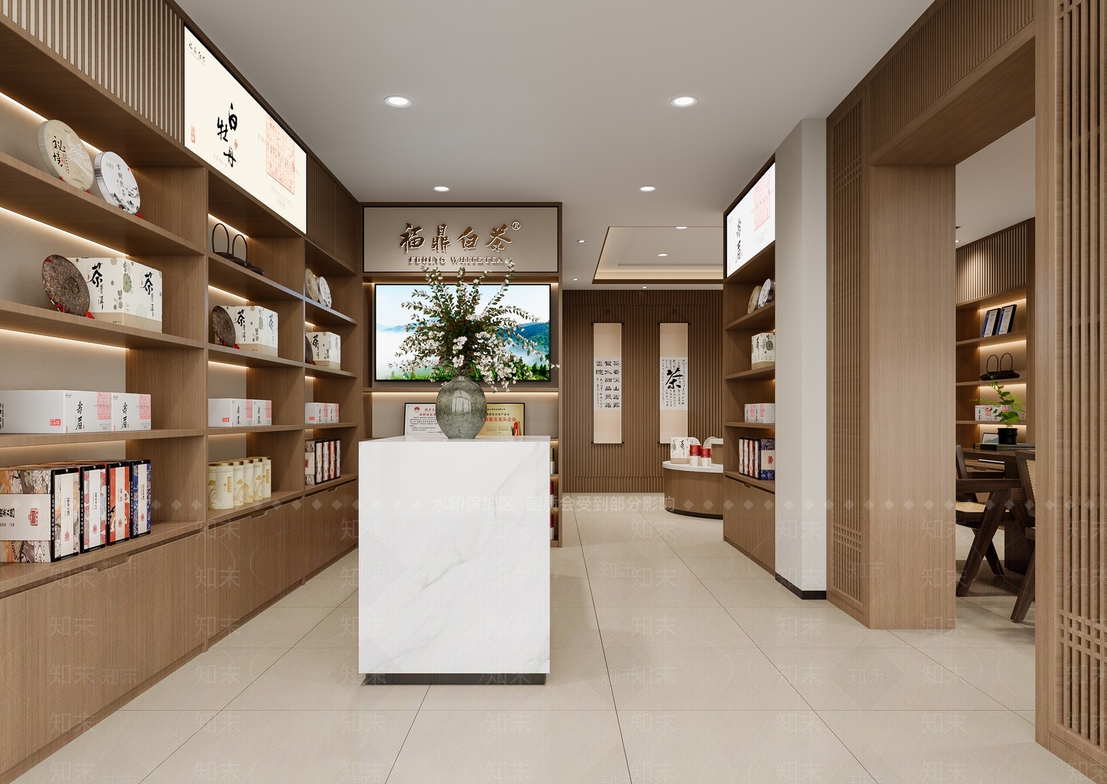 现代新中式茶叶店3D模型下载【ID:1201520404】