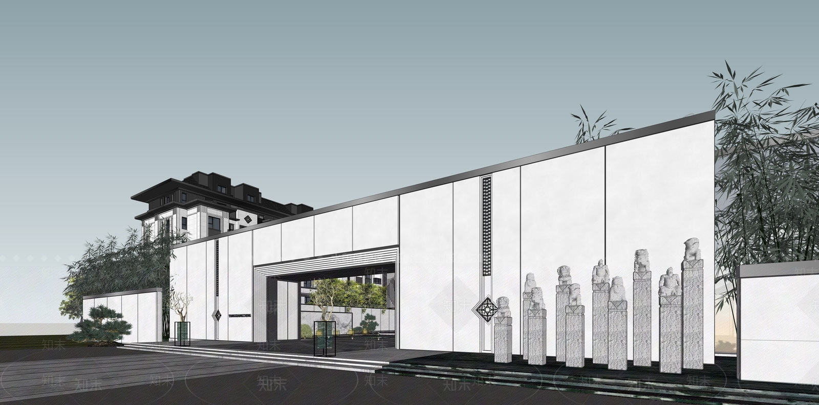 现代新中式多层住宅SU模型下载【ID:1201522083】