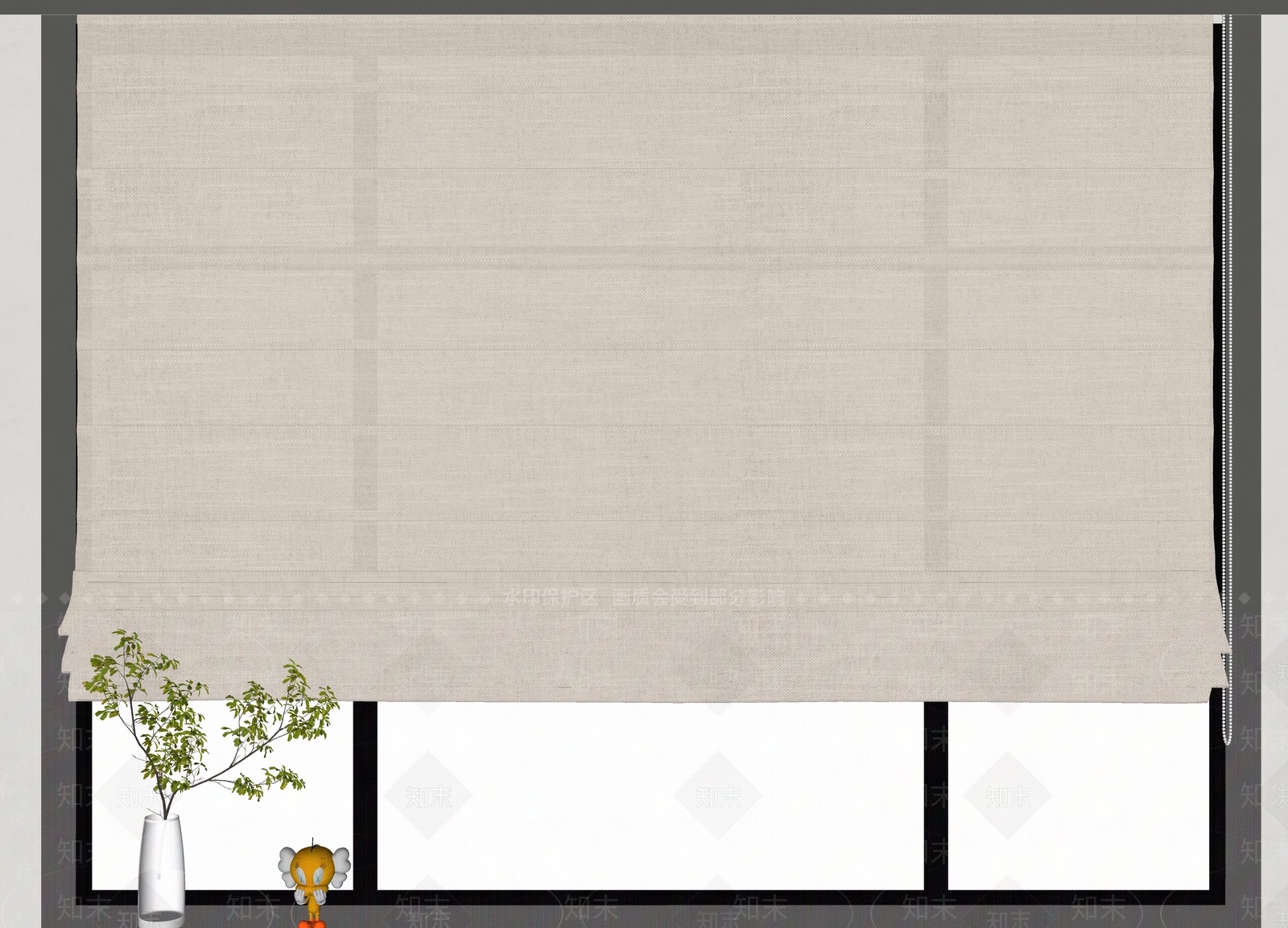 现代奶油窗帘SU模型下载【ID:1201540025】
