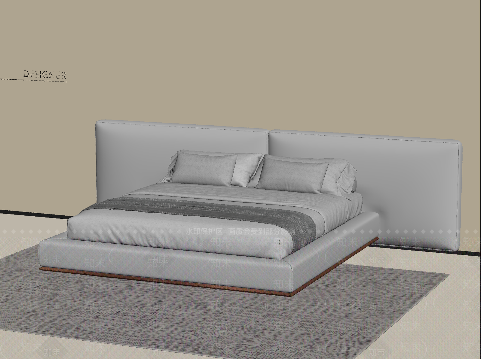 现代双人床SU模型下载【ID:1201540972】