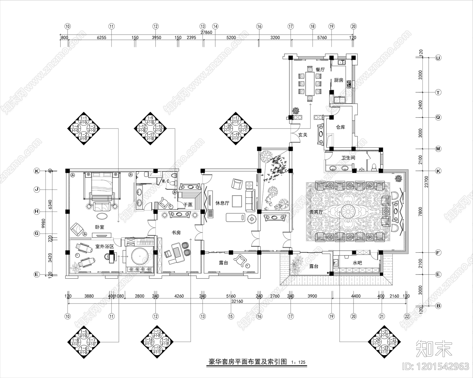 酒店套房cad施工图下载【ID:1201542963】