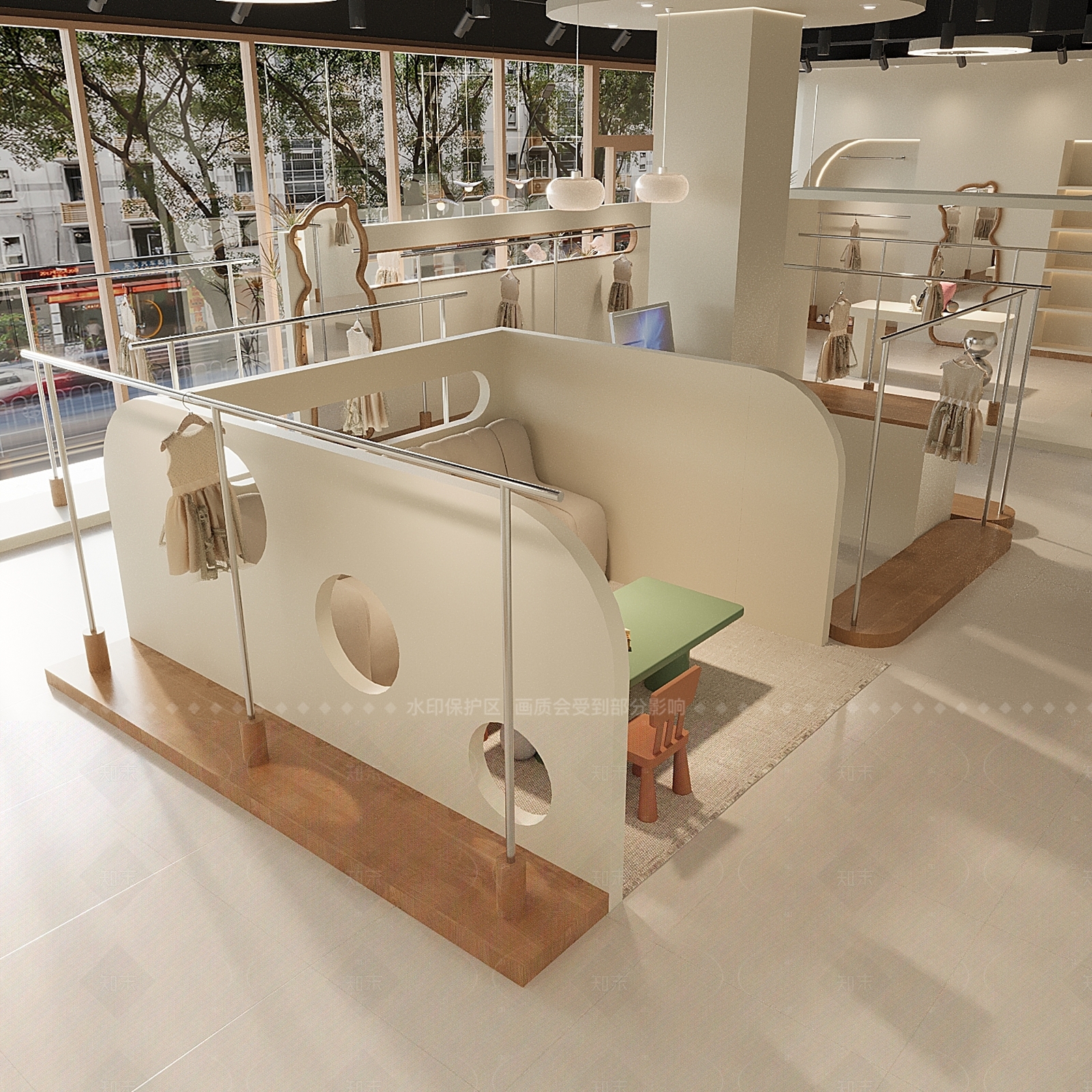 奶油原木服装店3D模型下载【ID:1201606493】
