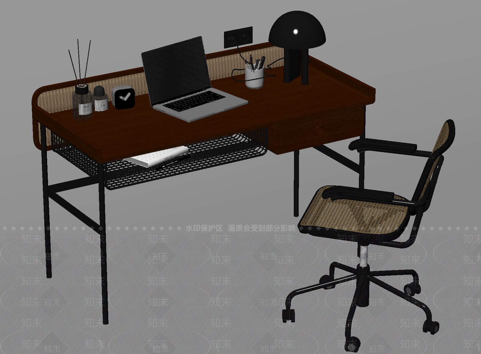 中古书桌椅SU模型下载【ID:1201543210】