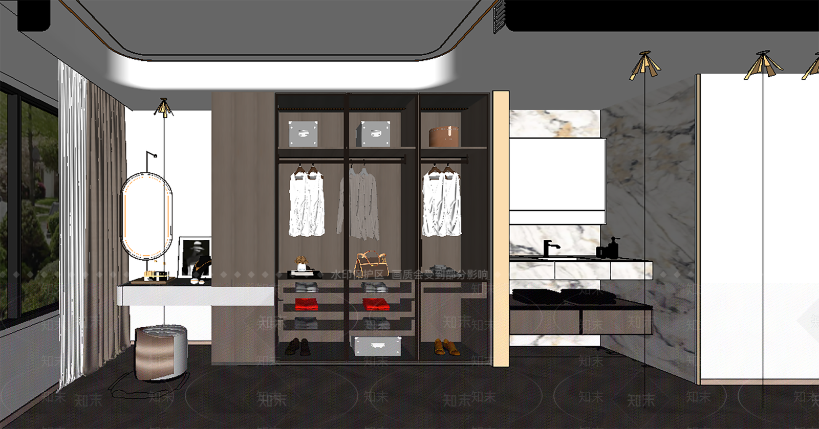 现代轻奢家居卧室SU模型下载【ID:1201543404】