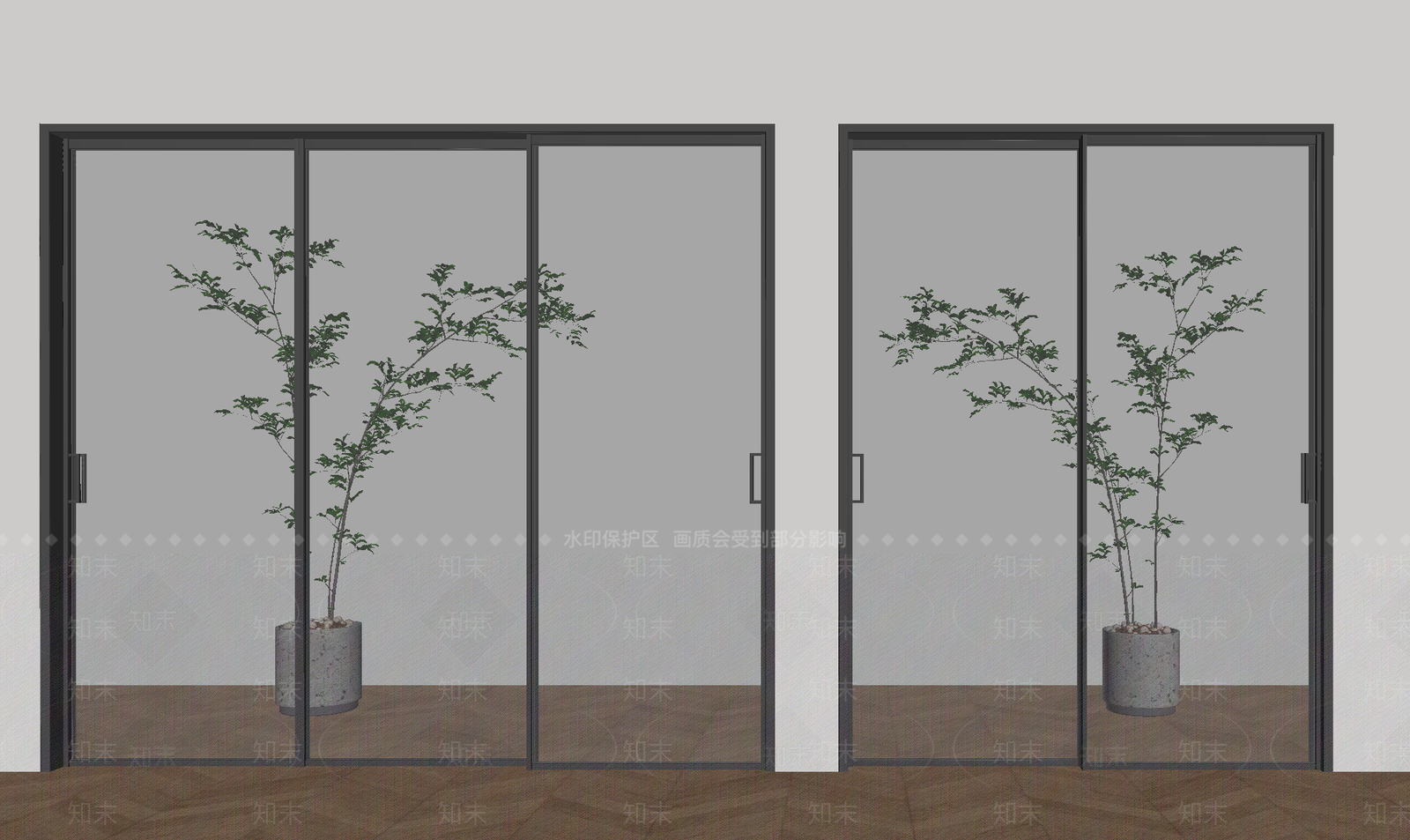 现代推拉门SU模型下载【ID:1201544061】