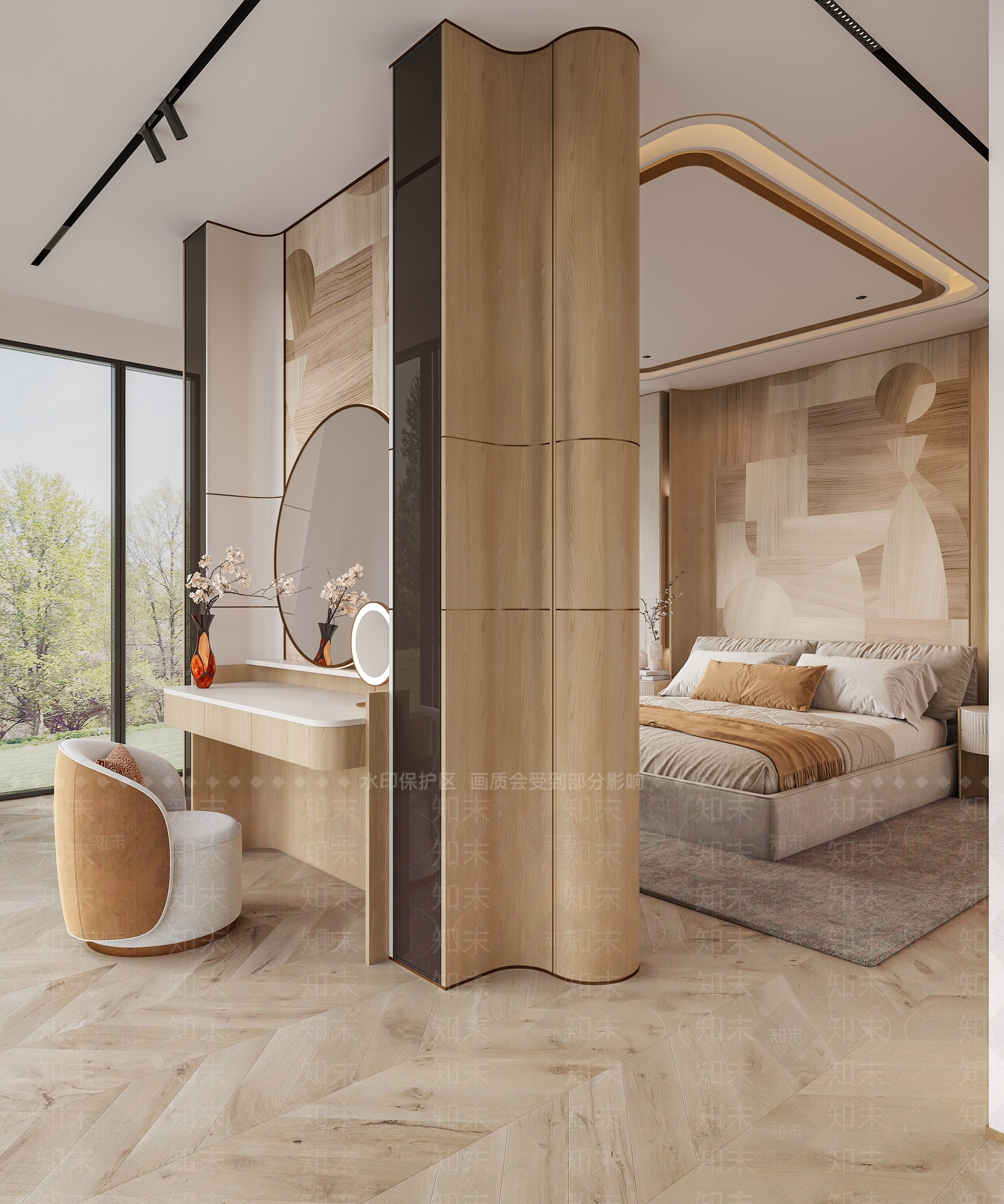 橡木梳妆台家居卧室3D模型下载【ID:1227471101】