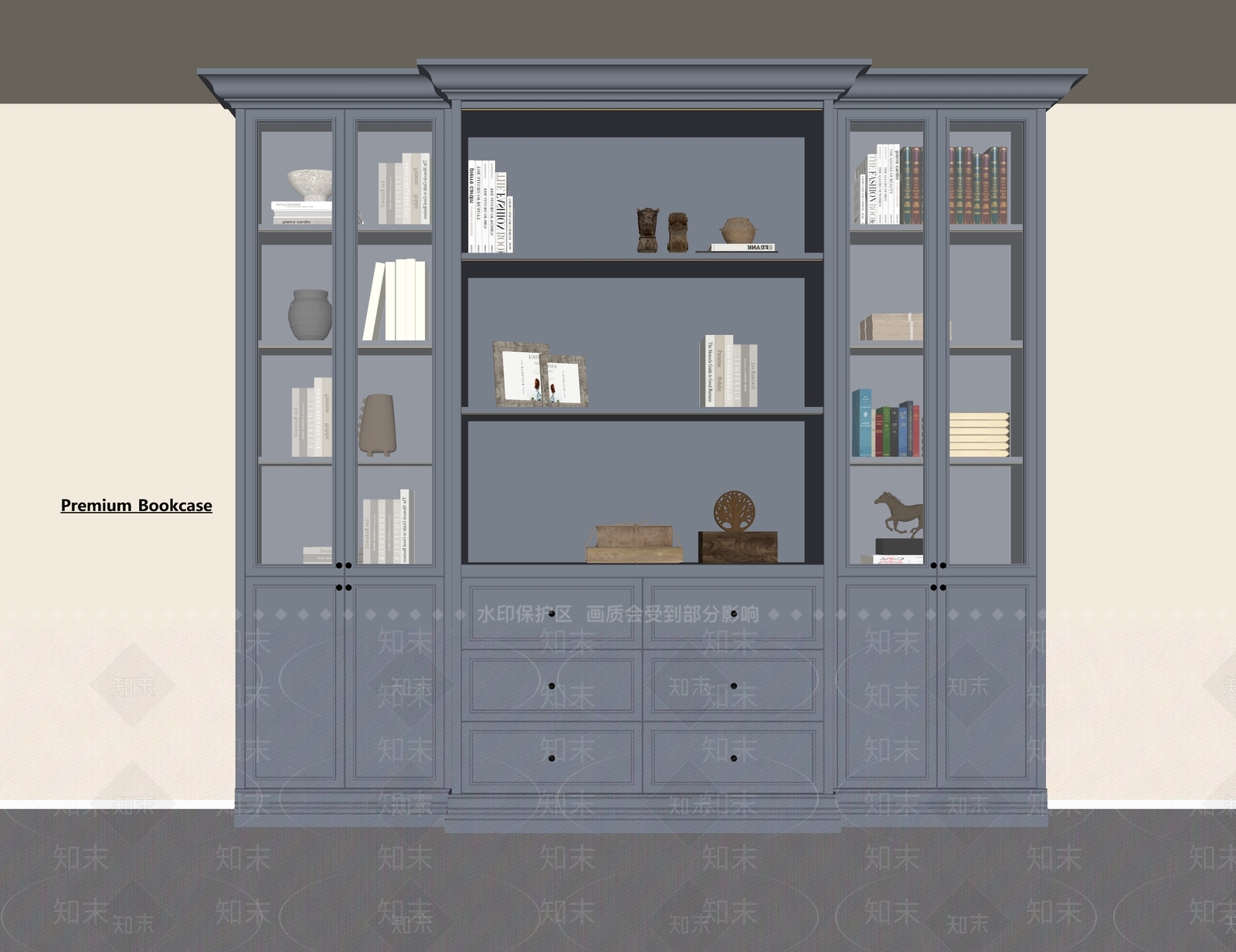 简欧书柜SU模型下载【ID:1201545480】