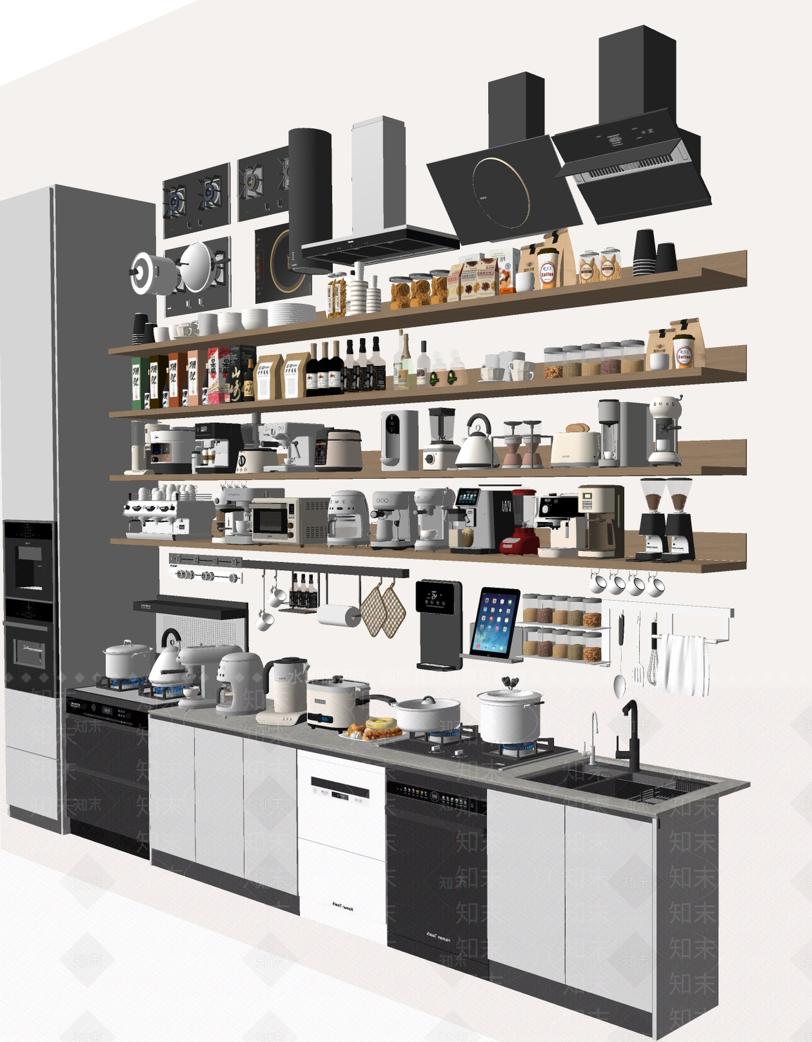 厨房用品组合SU模型下载【ID:1201545828】