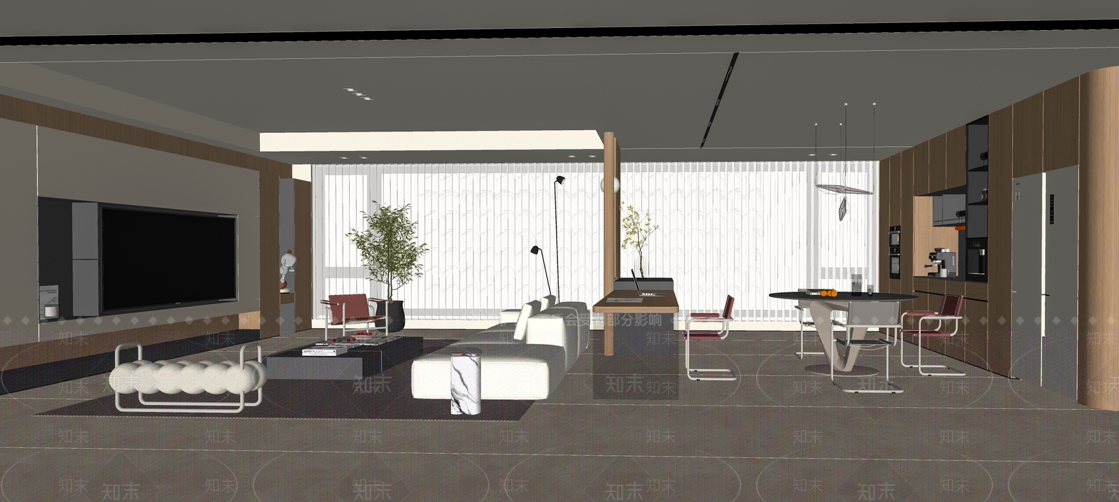 现代家居客厅SU模型下载【ID:1201546833】