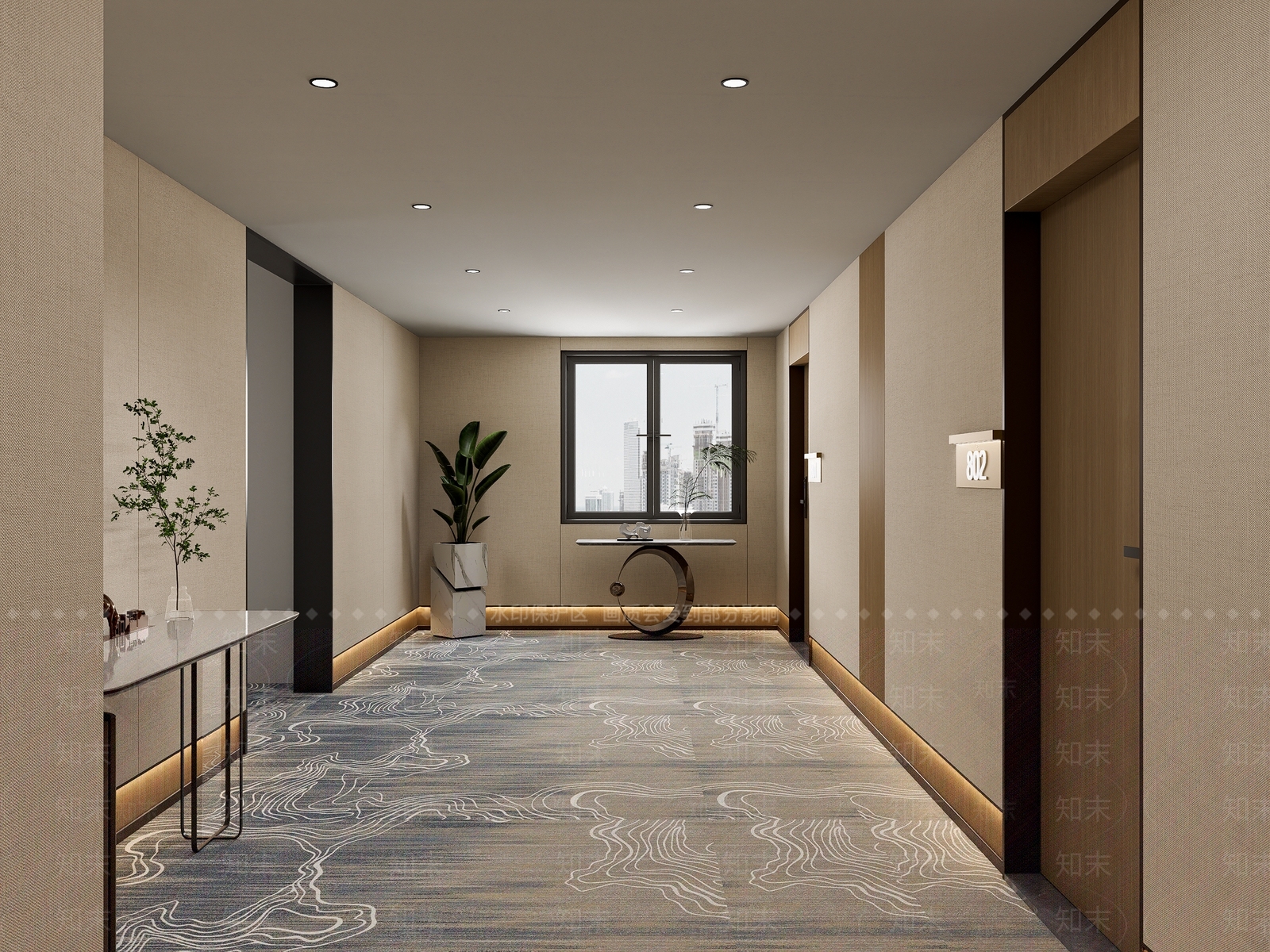 现代酒店走廊SU模型下载【ID:1201548283】