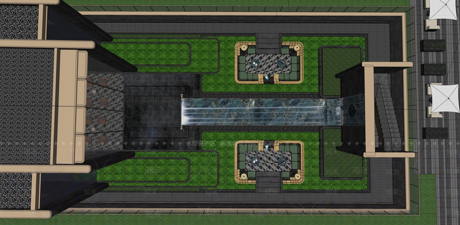 现代轻奢住宅区景观SU模型下载【ID:1201548493】