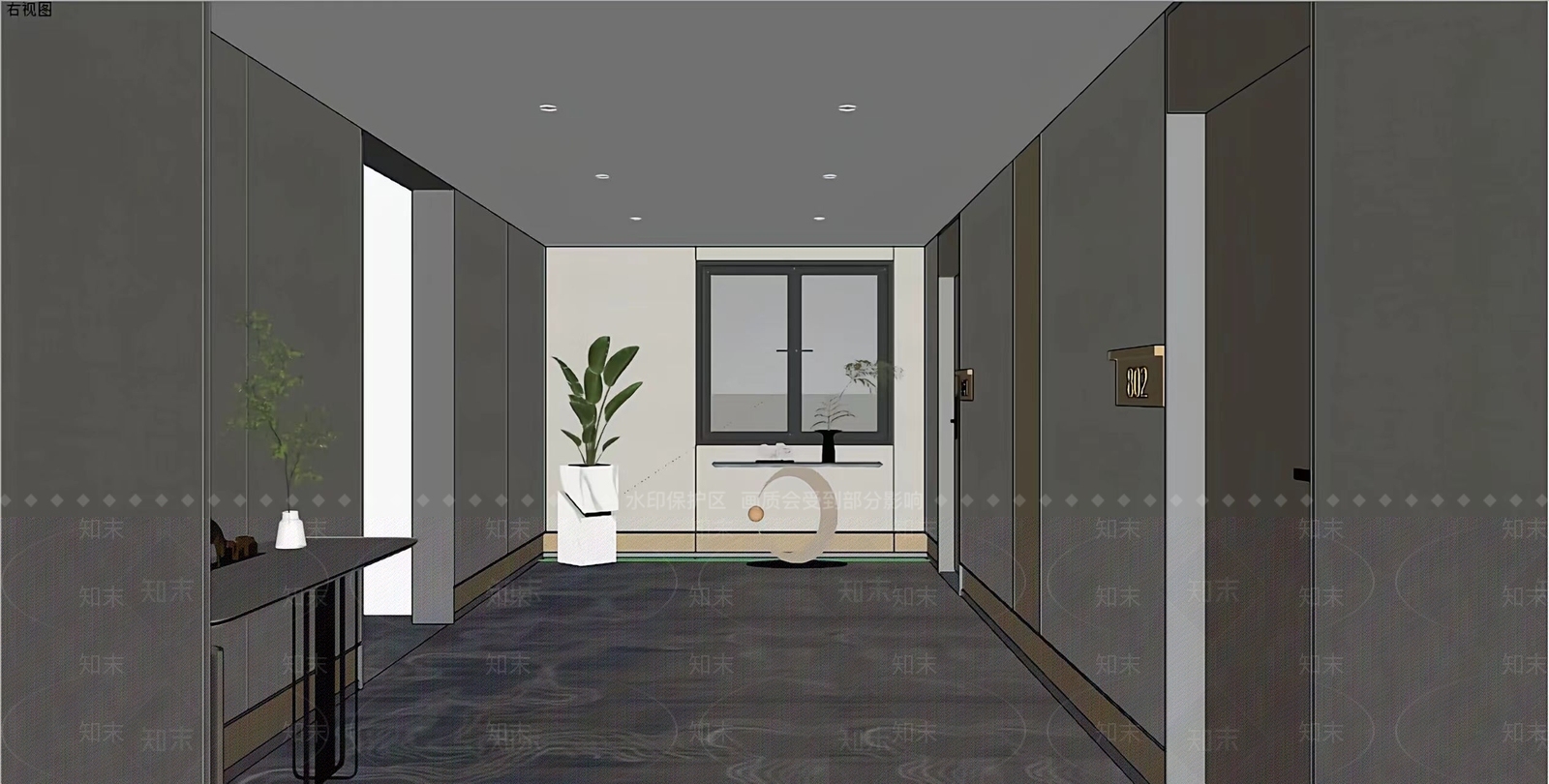 现代酒店走廊SU模型下载【ID:1201548283】