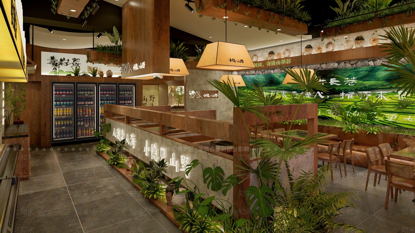 现代禅意火锅店SU模型下载【ID:1201605144】