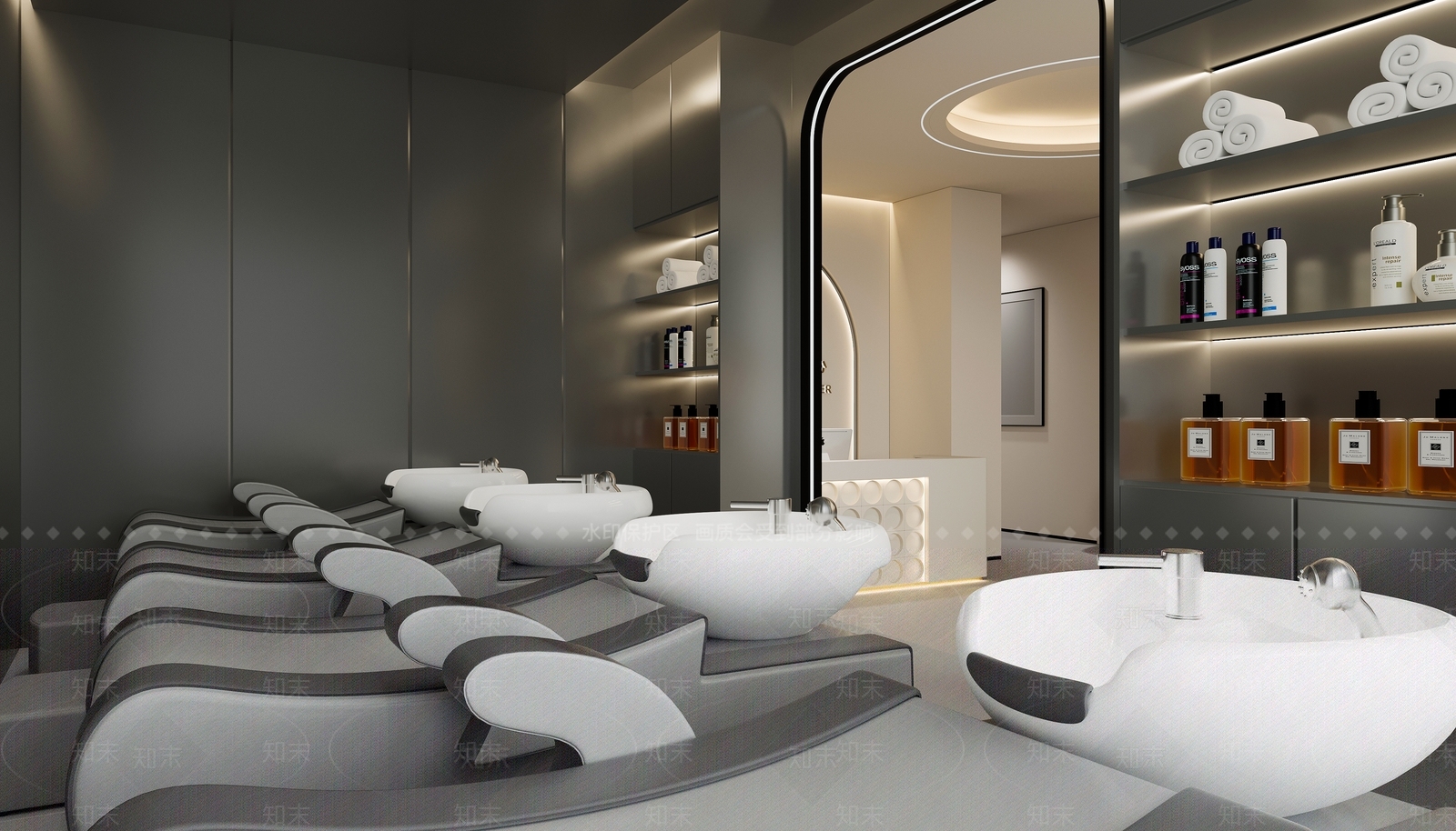 现代简约美发店3D模型下载【ID:1201549029】