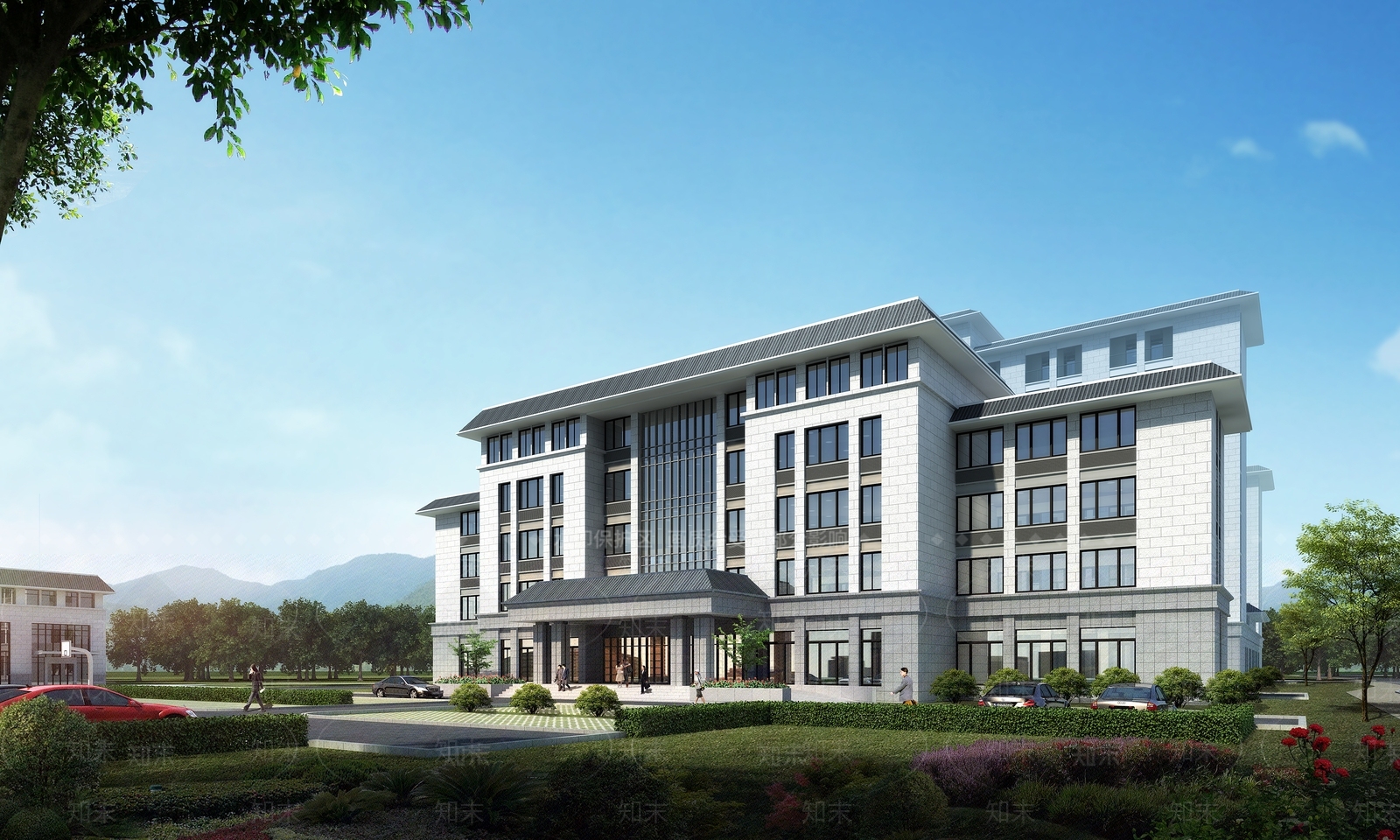 新中式中式办公楼SU模型下载【ID:1201549552】