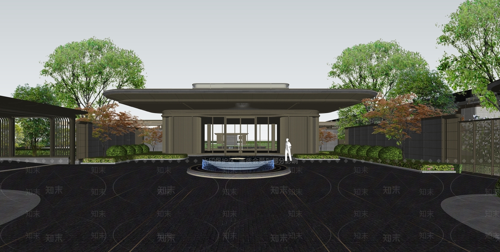 现代轻奢入口大门SU模型下载【ID:1201549386】