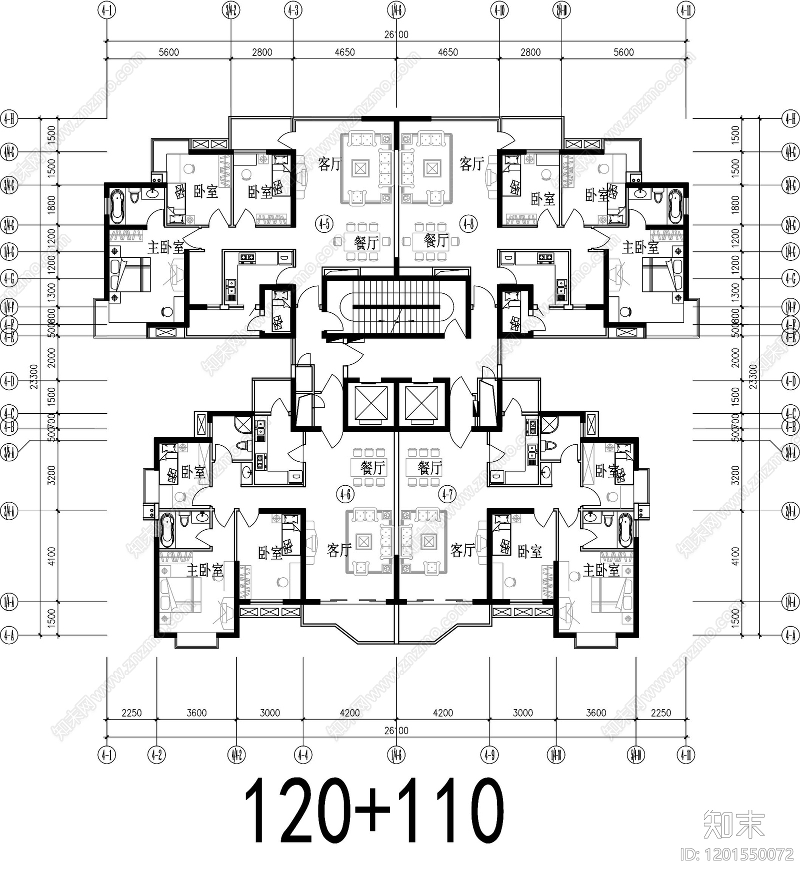现代住宅楼建筑施工图下载【ID:1201550072】
