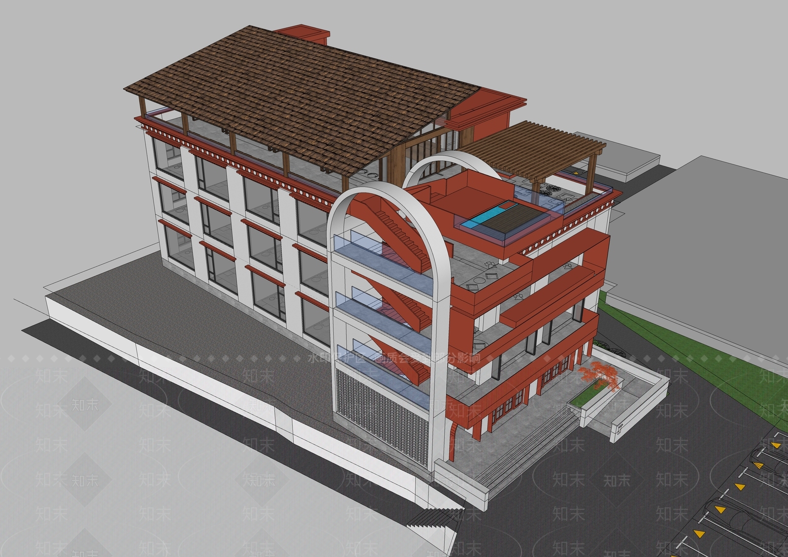 现代其他酒店空间SU模型下载【ID:1201551615】