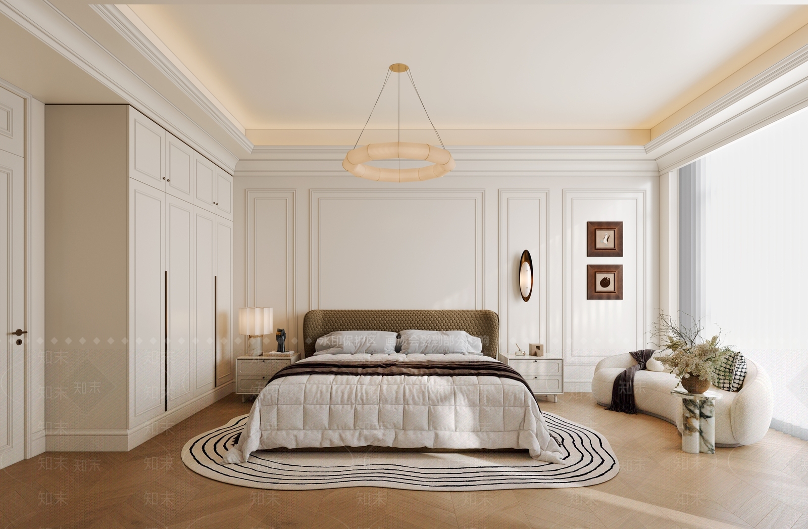 法式现代家居卧室3D模型下载【ID:1201551742】