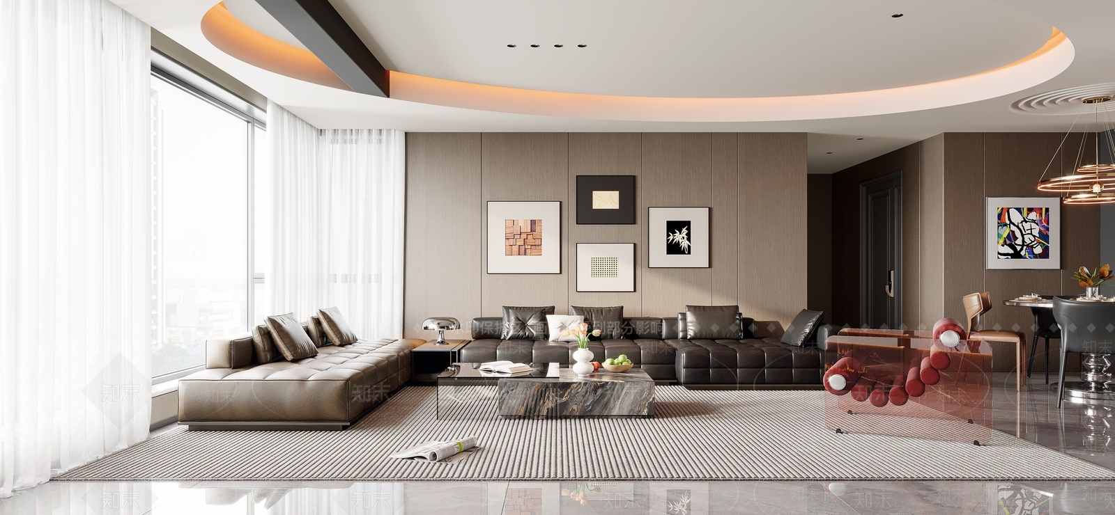 现代意式家居客厅3D模型下载【ID:1201552432】