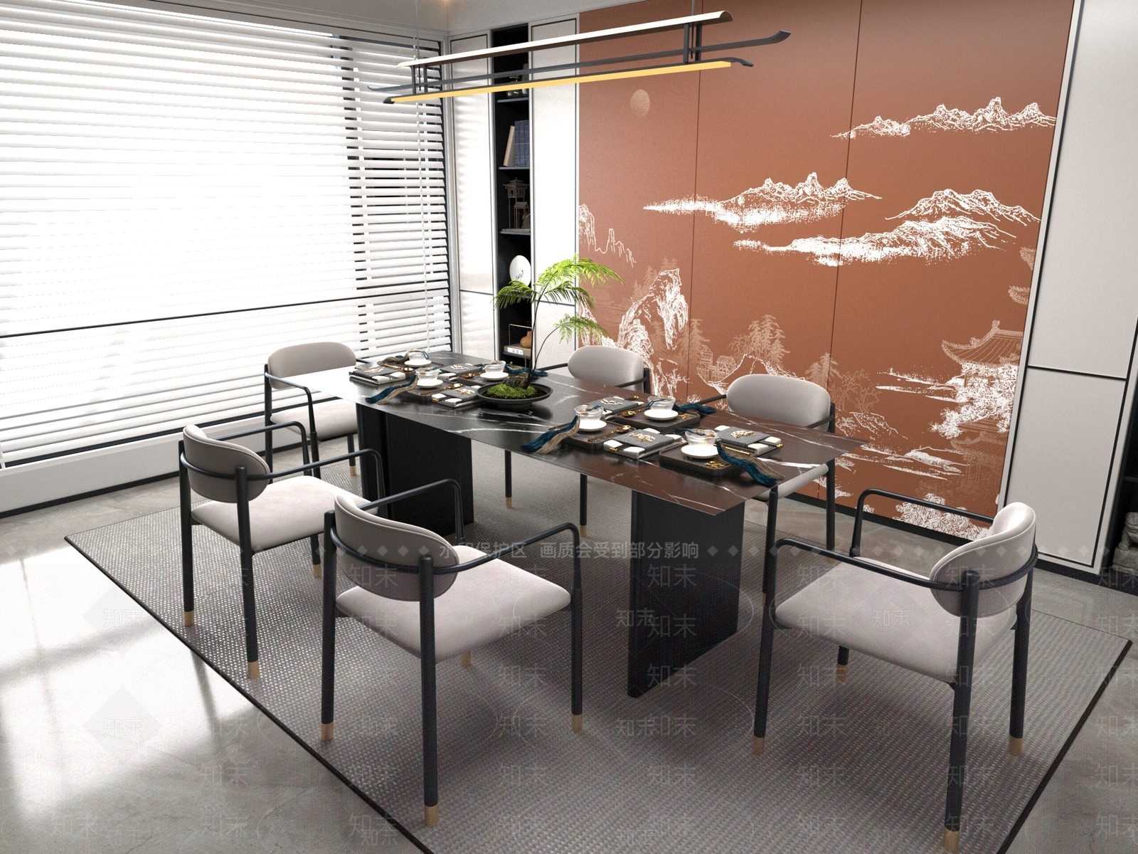新中式中式茶桌椅3D模型下载【ID:1201552591】