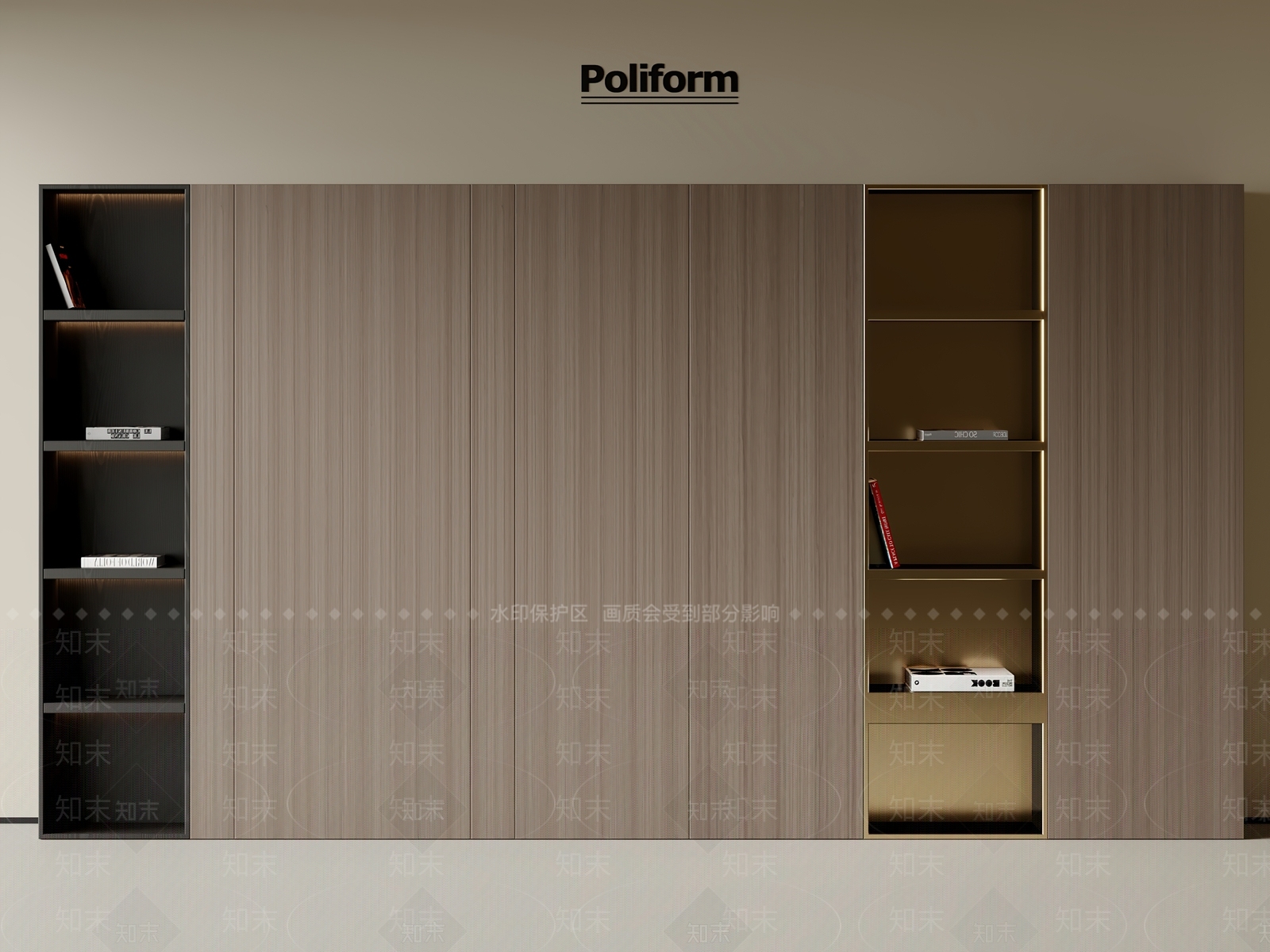现代中古书柜3D模型下载【ID:1201555298】