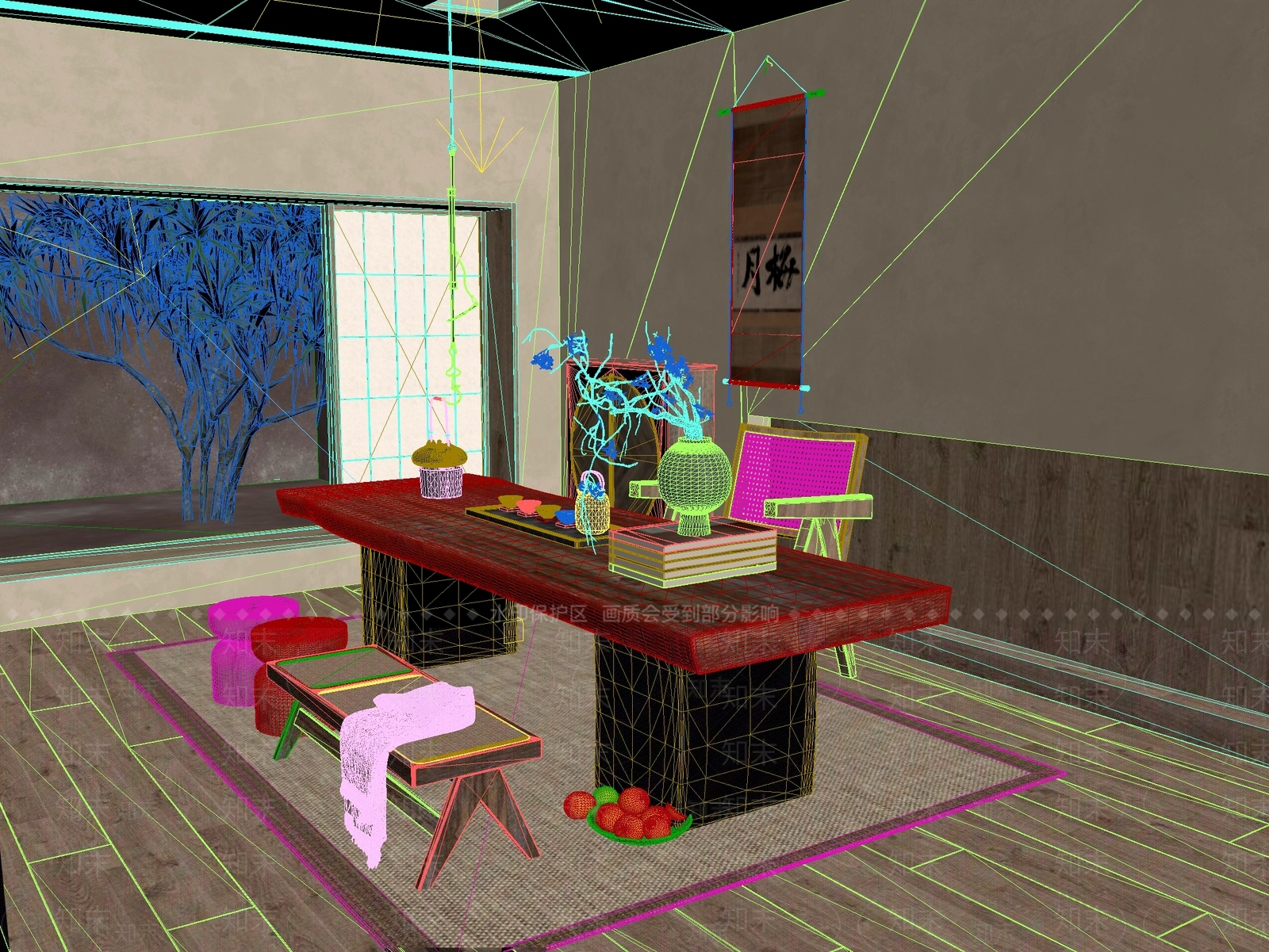 新中式中式茶桌椅3D模型下载【ID:1201555416】
