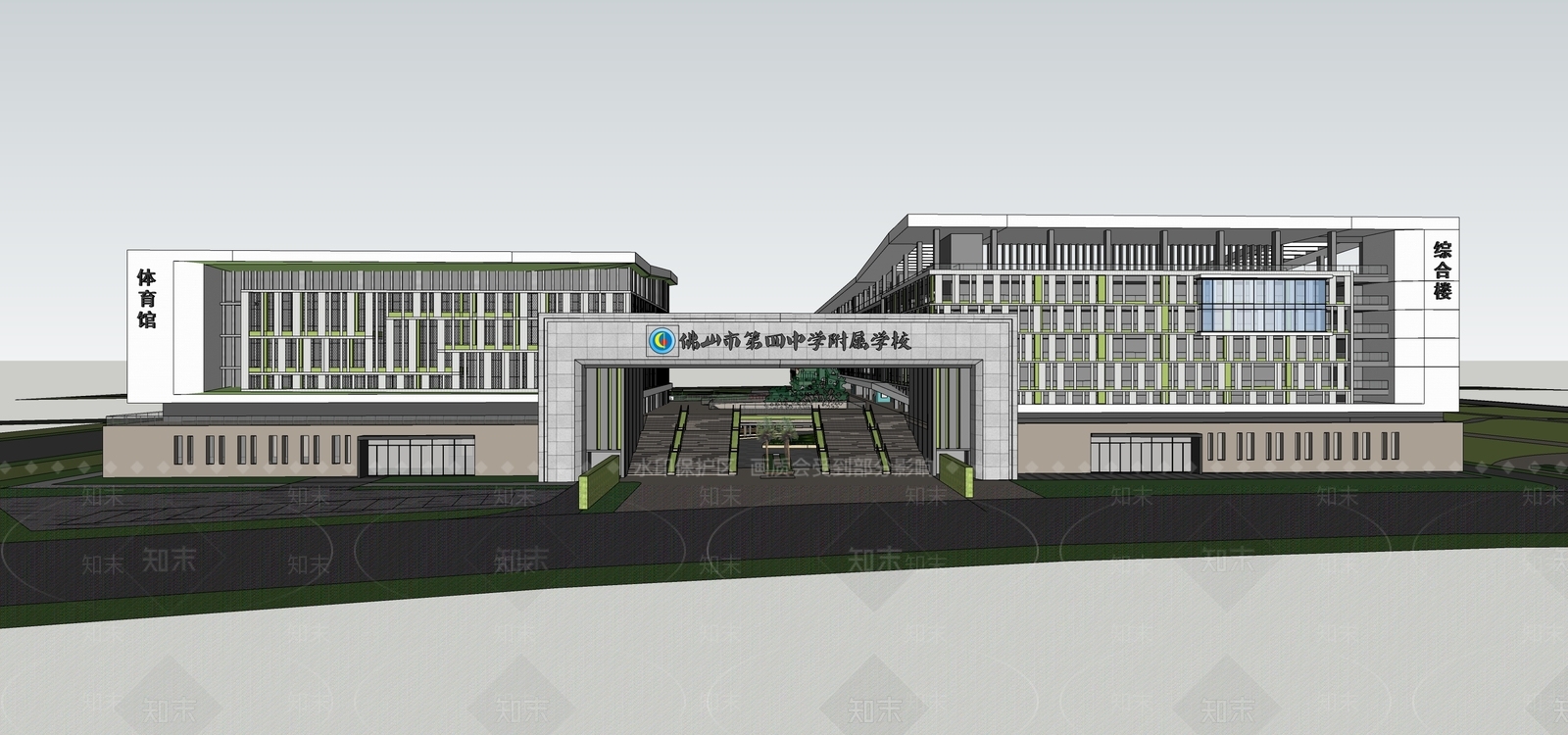 现代学校建筑SU模型下载【ID:1201555728】