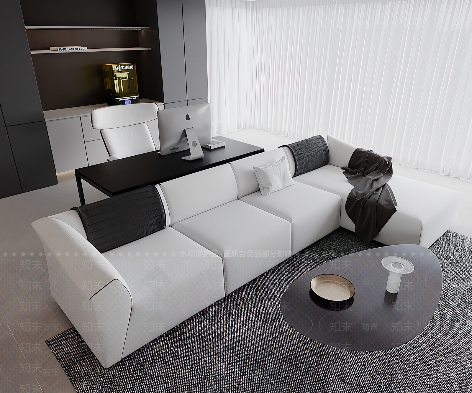 现代极简多人沙发3D模型下载【ID:1201558225】