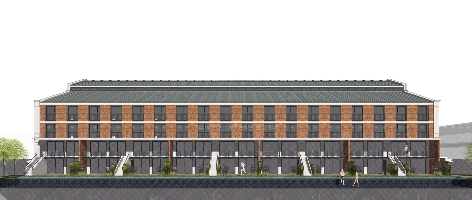 现代极简酒店建筑SU模型下载【ID:1201558410】