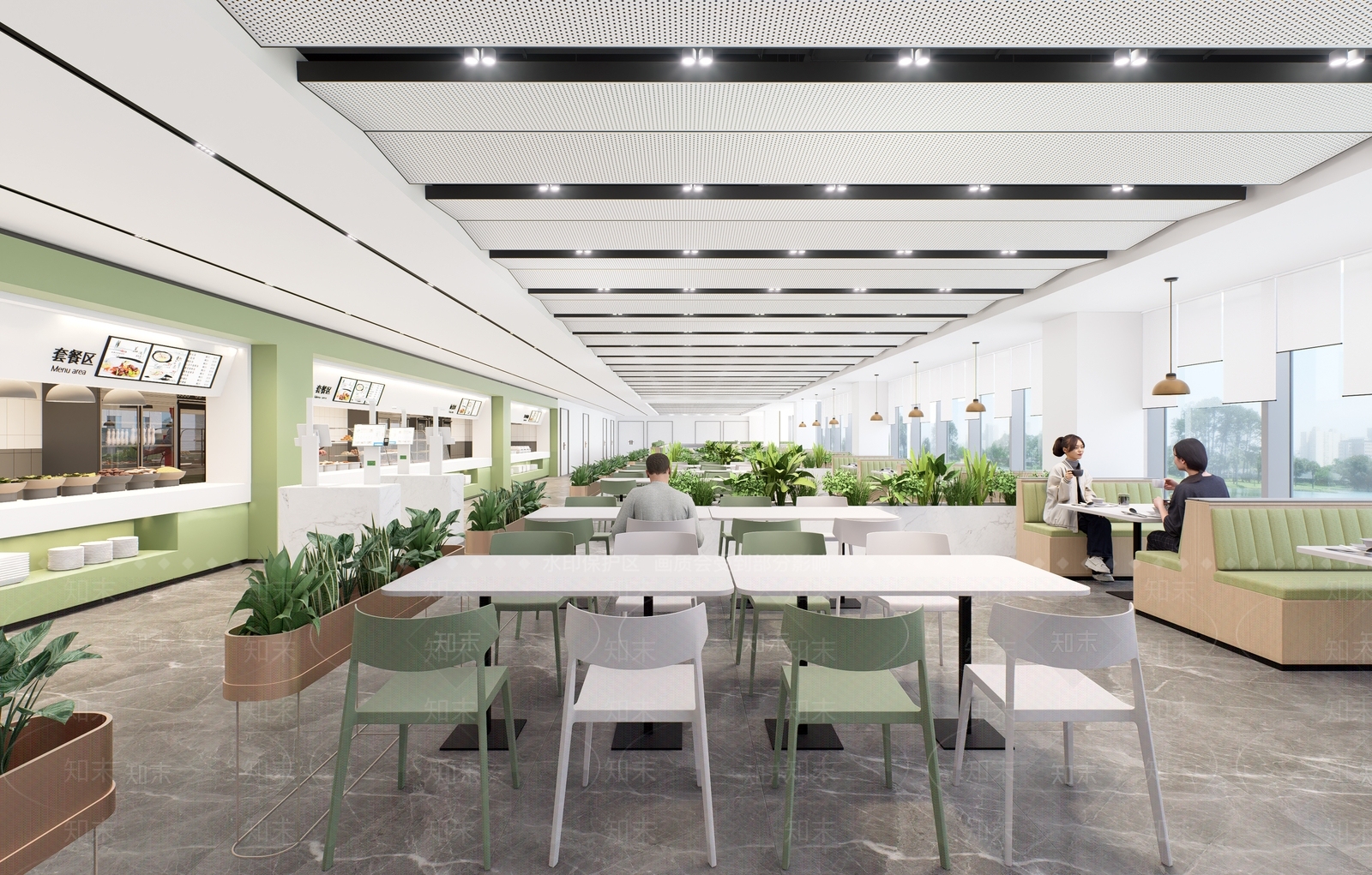 现代简约食堂SU模型下载【ID:1201558880】