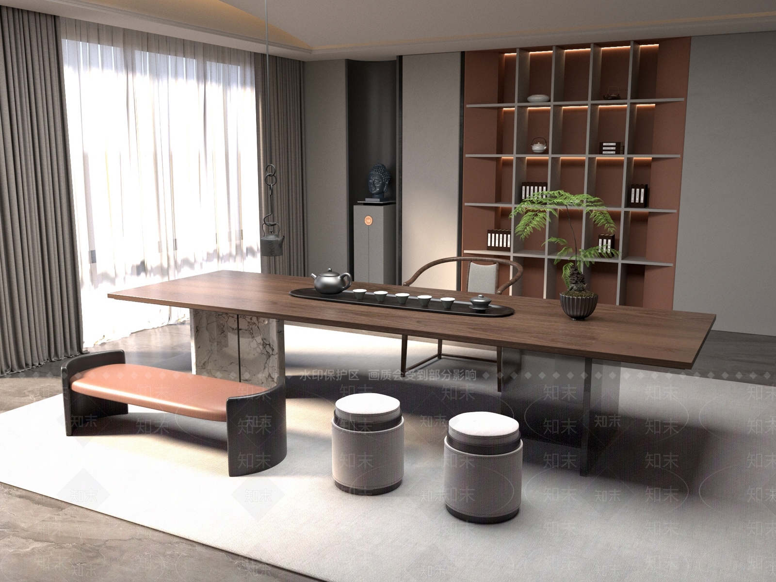 新中式中式茶桌椅3D模型下载【ID:1201558888】