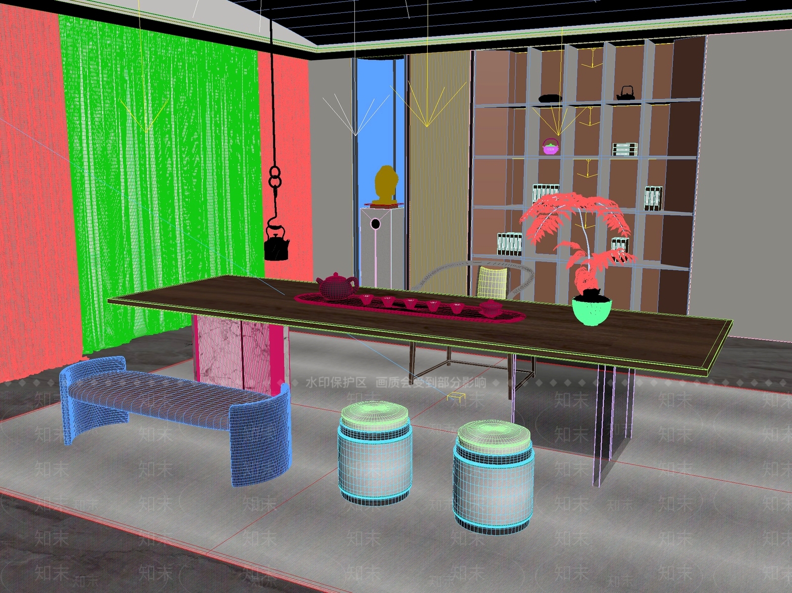 新中式中式茶桌椅3D模型下载【ID:1201558888】