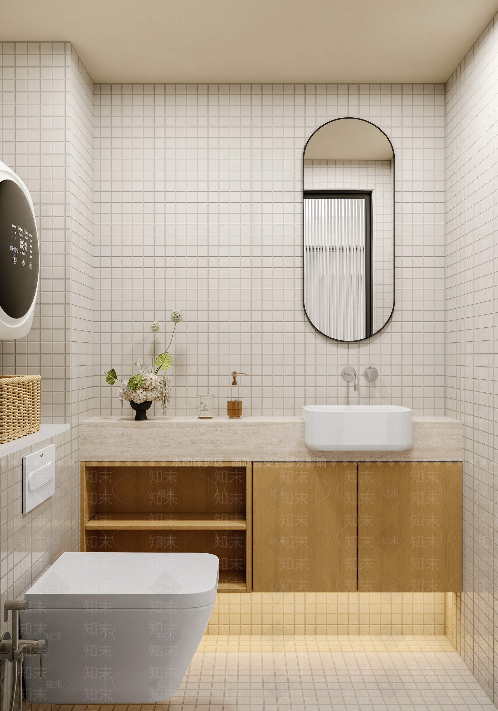 奶油北欧卫生间3D模型下载【ID:1201559150】