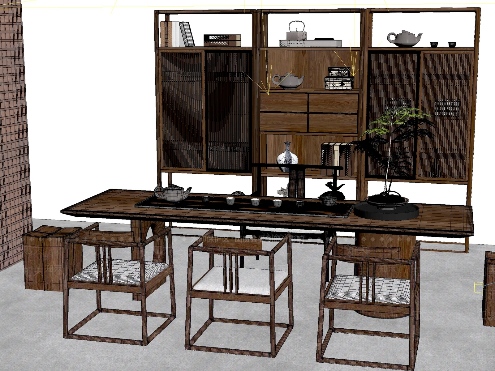 新中式中式茶桌椅3D模型下载【ID:1201559746】