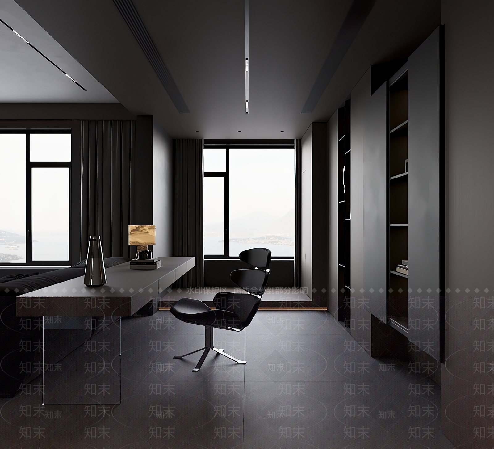 现代极简书房3D模型下载【ID:1201560098】