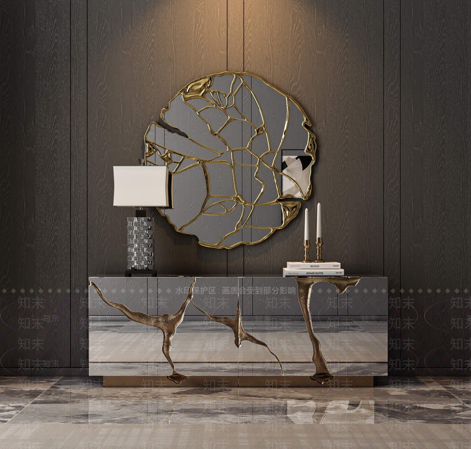 现代轻奢玄关柜3D模型下载【ID:1201560241】