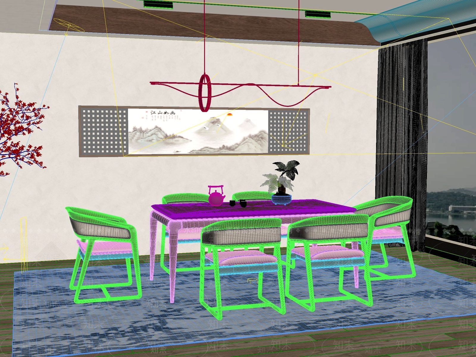 新中式中式茶桌椅3D模型下载【ID:1201560374】