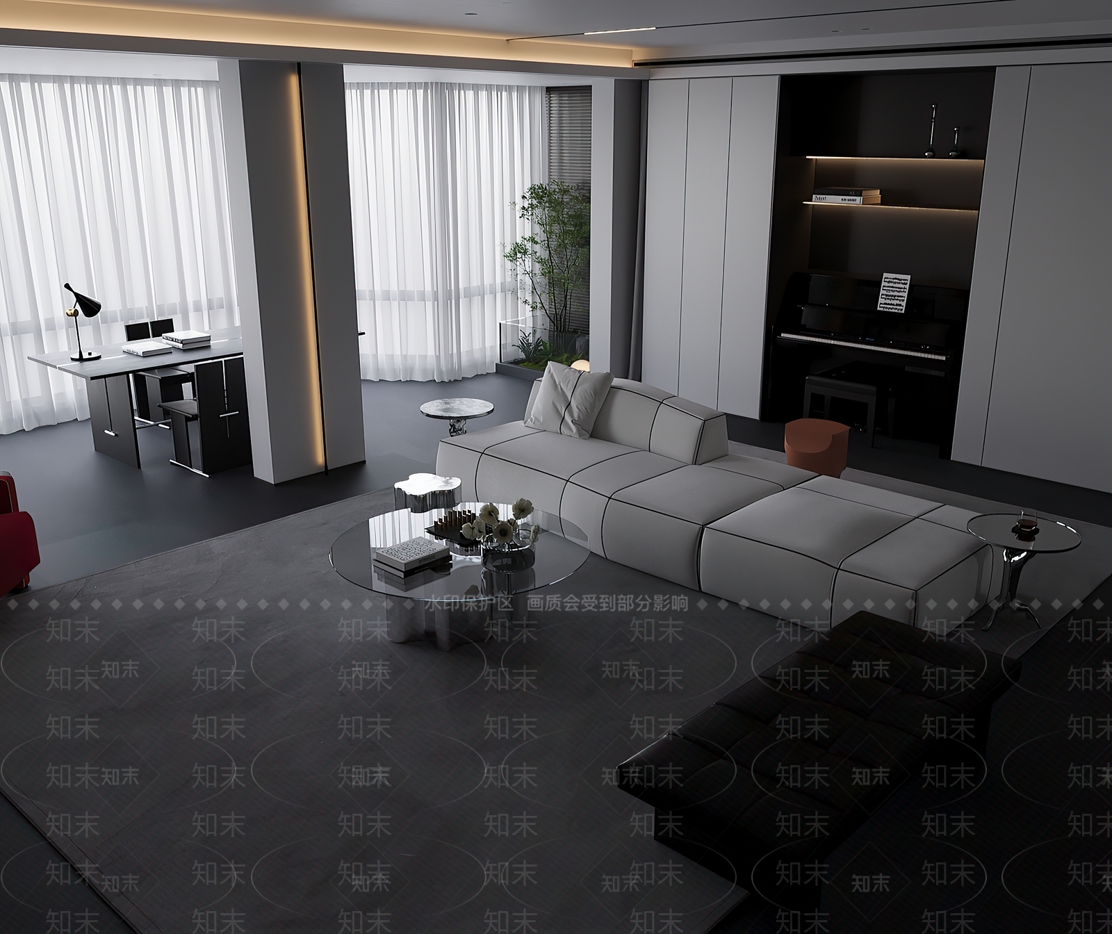 现代极简多人沙发3D模型下载【ID:1201562251】
